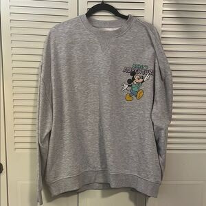 Disney Gray Crewneck Sweater with Mickey Mouse Design size L